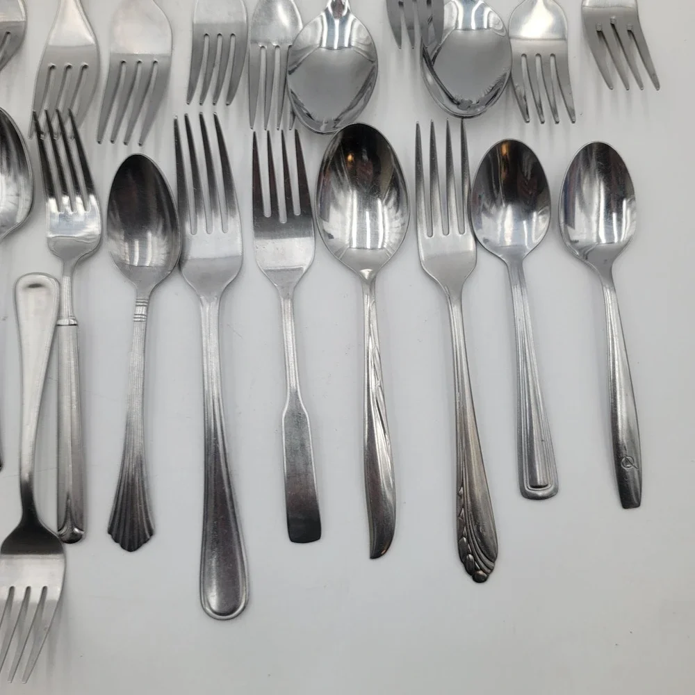 45pc Mismatched Stainless Steel Flatware Lot Assorted Forks Spoons Knife Set